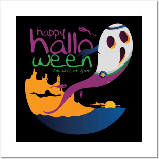 HALLOWEEN GHOST AT SPOOKY ISLAND Posters and Art